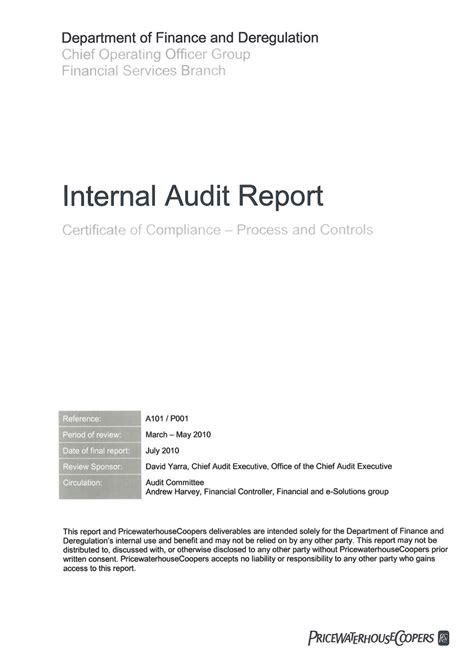 internal control audit report example